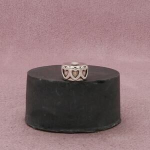 pandora sterling silver band of hearts clip bead charm pendant